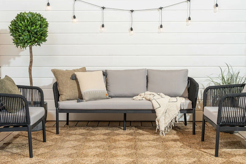 Tuohi 3-istuttava Sohva Musta/harmaa 2 Tuohi 3-istuttava Sohva Musta/harmaa - Image 2