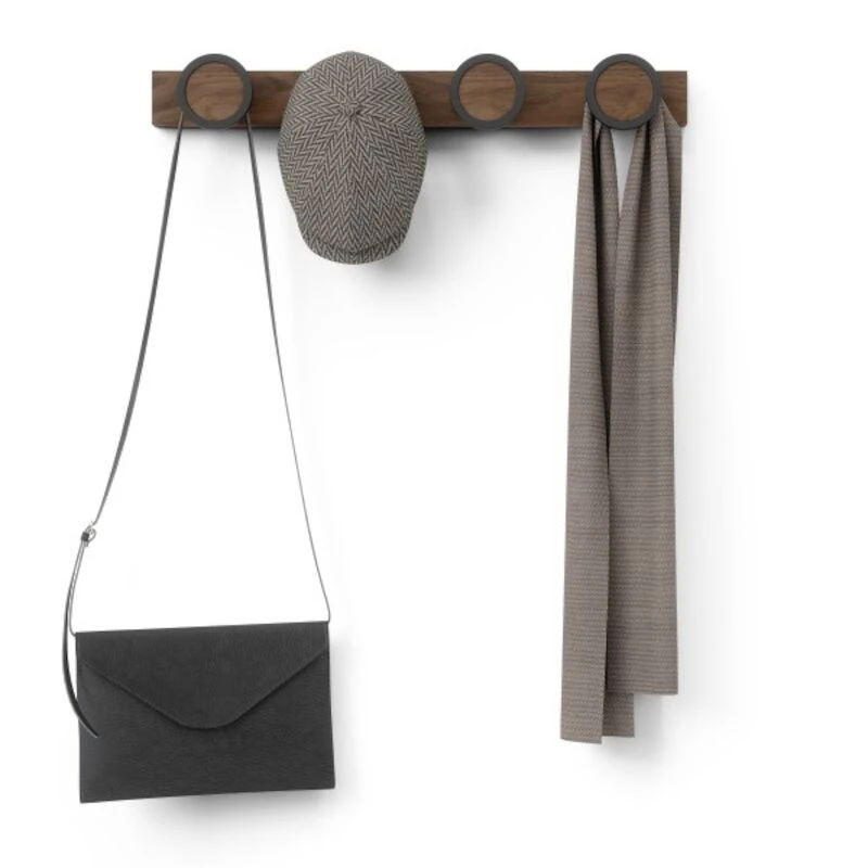 Umbra Hub Rail Naulakko 4 Koukkua 50x6x7 Cm Musta/saksanpähkinä 3 Umbra Hub Rail Naulakko 4 Koukkua 50x6x7 Cm Musta/saksanpähkinä - Image 3