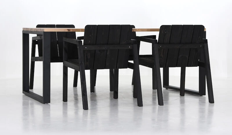 Honka-Kalho 4-hengen Ruokailuryhmä Antiikkipetsattu-musta/musta 5 Honka-Kalho 4-hengen Ruokailuryhmä Antiikkipetsattu-musta/musta - Image 5