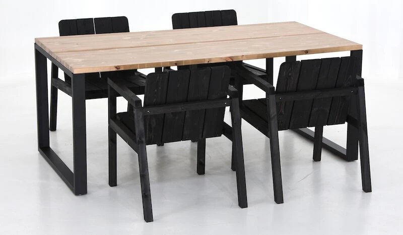 Honka-Kalho 4-hengen Ruokailuryhmä Antiikkipetsattu-musta/musta 4 Honka-Kalho 4-hengen Ruokailuryhmä Antiikkipetsattu-musta/musta - Image 4