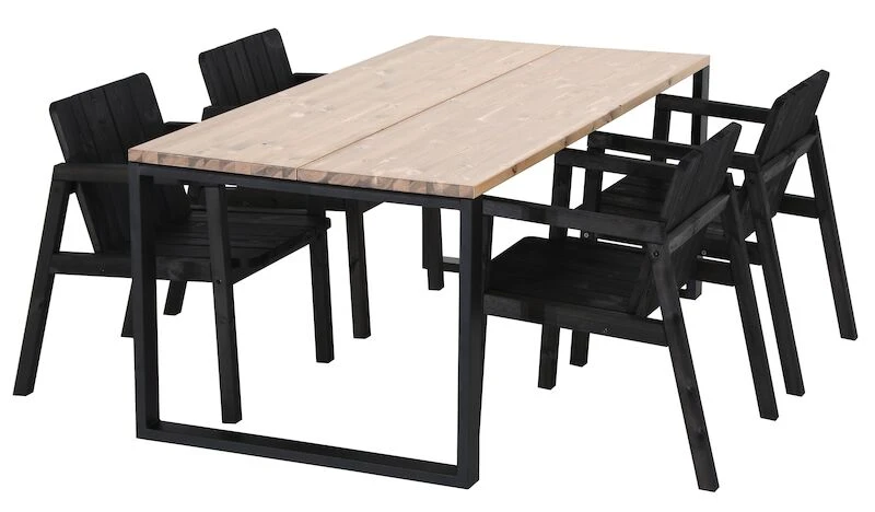 Honka-Kalho 4-hengen Ruokailuryhmä Antiikkipetsattu-musta/musta 2 Honka-Kalho 4-hengen Ruokailuryhmä Antiikkipetsattu-musta/musta - Image 2