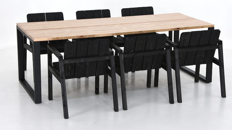 Honka-Kalho 6-hengen Ruokailuryhmä Antiikkipetsattu-musta/musta 1 Honka-Kalho 6-hengen Ruokailuryhmä Antiikkipetsattu-musta/musta