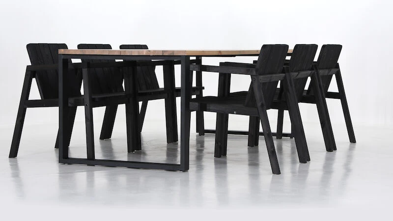 Honka-Kalho 6-hengen Ruokailuryhmä Antiikkipetsattu-musta/musta 5 Honka-Kalho 6-hengen Ruokailuryhmä Antiikkipetsattu-musta/musta - Image 5