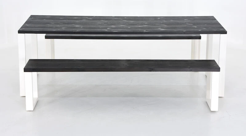 Honka 8-hengen Ruokailuryhmä Penkeillä Musta/valkoinen Metallijaloilla 6 Honka 8-hengen Ruokailuryhmä Penkeillä Musta/valkoinen Metallijaloilla - Image 6