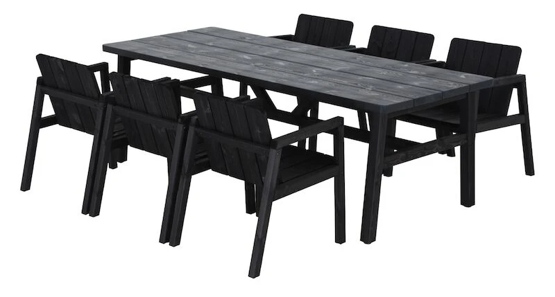 Kalho 6-hengen Ruokailuryhmä Tuoleilla Musta 4 Kalho 6-hengen Ruokailuryhmä Tuoleilla Musta - Image 4