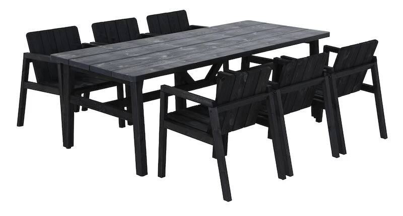 Kalho 6-hengen Ruokailuryhmä Tuoleilla Musta 2 Kalho 6-hengen Ruokailuryhmä Tuoleilla Musta - Image 2