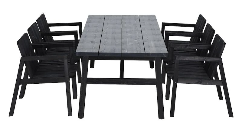 Kalho 6-hengen Ruokailuryhmä Tuoleilla Musta 3 Kalho 6-hengen Ruokailuryhmä Tuoleilla Musta - Image 3