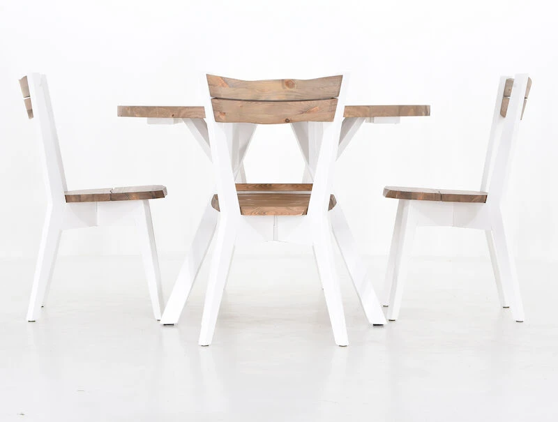 Lana 4-hengen Ruokailuryhmä Pyöreä Antiikkipetsattu/valkoinen 1 Lana 4-hengen Ruokailuryhmä Pyöreä Antiikkipetsattu/valkoinen