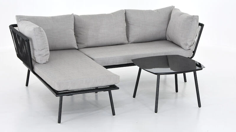 Loviisa Divaanisohva Ja Sohvapöytä Musta/vaaleanharmaa 4 Loviisa Divaanisohva Ja Sohvapöytä Musta/vaaleanharmaa - Image 4