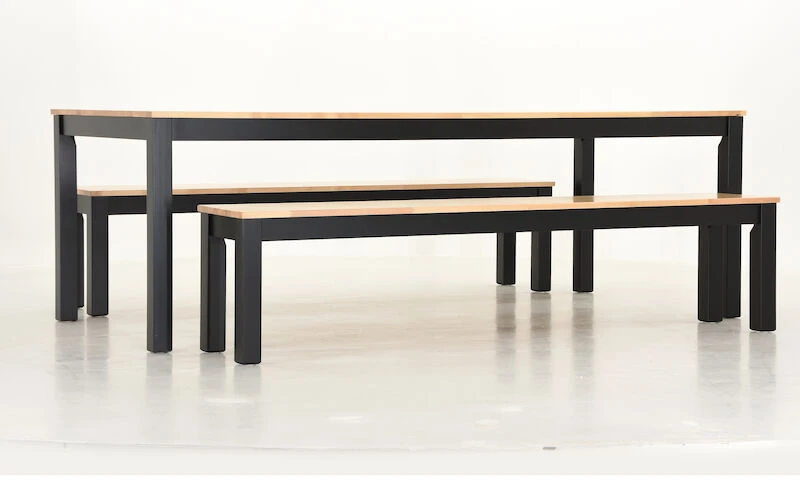 Moona Ruokailuryhmä Penkeillä 8-hengen Koivu/musta 1 Moona Ruokailuryhmä Penkeillä 8-hengen Koivu/musta