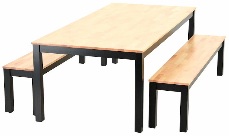 Moona Ruokailuryhmä Penkeillä 8-hengen Koivu/musta 2 Moona Ruokailuryhmä Penkeillä 8-hengen Koivu/musta - Image 2