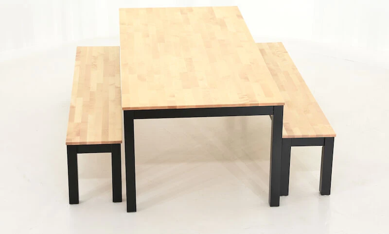 Moona Ruokailuryhmä Penkeillä 8-hengen Koivu/musta 4 Moona Ruokailuryhmä Penkeillä 8-hengen Koivu/musta - Image 4