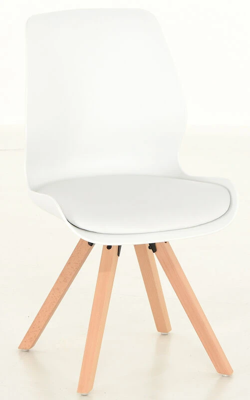 Puuteri Tuoli Valkoinen, Puunväriset Jalat 2 Puuteri Tuoli Valkoinen, Puunväriset Jalat - Image 2