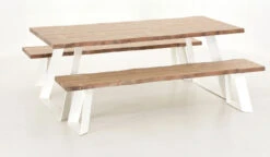 Triangel Lankku Penkkiryhmä 6-hengen Antiikkipetsattu/valkoinen