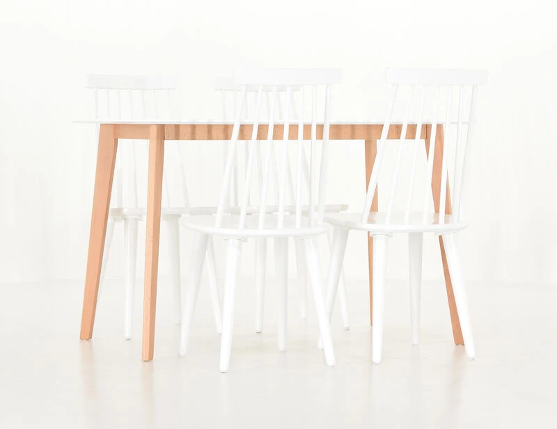 Vojens-Lotta 4-hengen Ruokailuryhmä Valkoinen/luonnonväri 1 Vojens-Lotta 4-hengen Ruokailuryhmä Valkoinen/luonnonväri