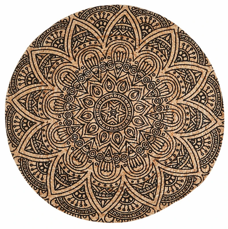 Affari Juni Pyöreä Juuttimatto Ø90 Cm Musta/luonnonväri 3 Affari Juni Pyöreä Juuttimatto Ø90 Cm Musta/luonnonväri - Image 3