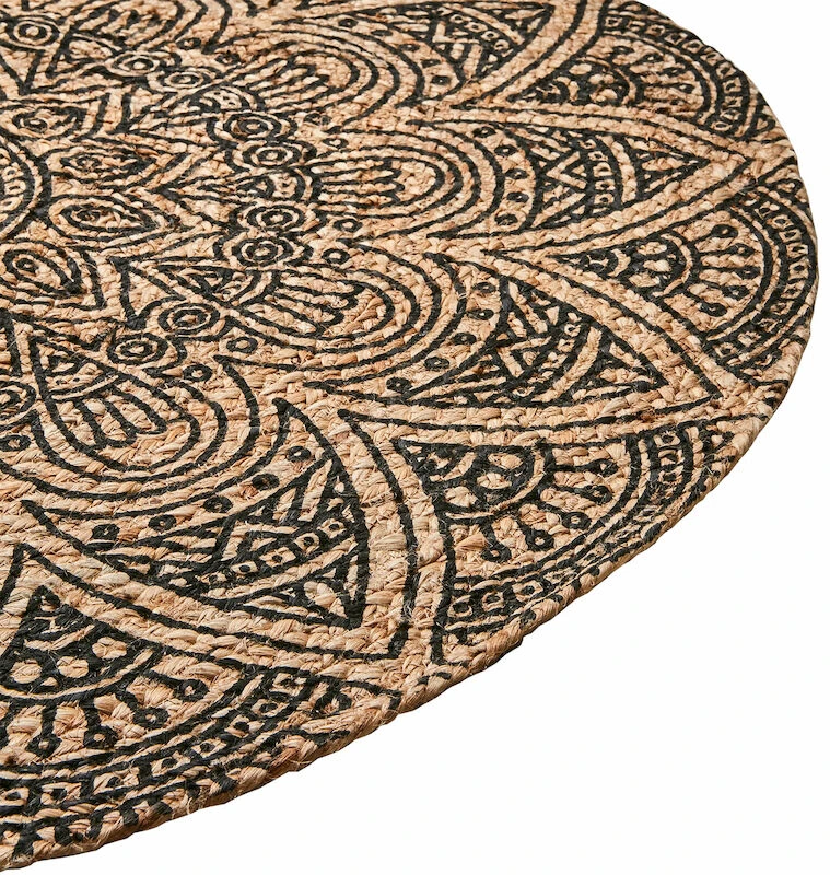 Affari Juni Pyöreä Juuttimatto Ø90 Cm Musta/luonnonväri 2 Affari Juni Pyöreä Juuttimatto Ø90 Cm Musta/luonnonväri - Image 2