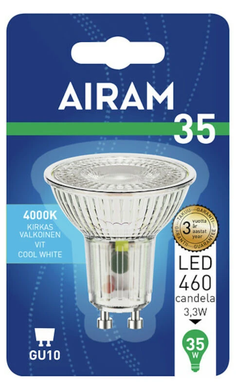 Airam Led-lamppu FG PAR16 840 270lm GU10 36D 1 Airam Led-lamppu FG PAR16 840 270lm GU10 36D