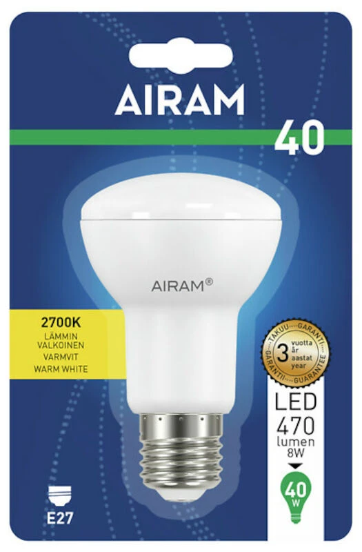 Airam Led-lamppu R63 827 470lm E27 110D OP 1 Airam Led-lamppu R63 827 470lm E27 110D OP