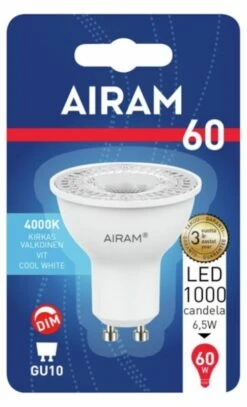 Airam Led-lamppu PAR16 840 475lm GU10 36D DIM