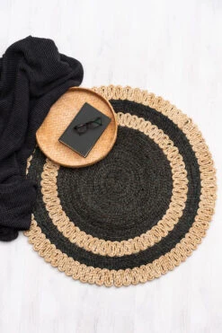 Fanni K Hiili Juuttimatto Musta/luonnonväri 90cm