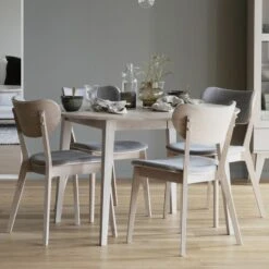 Rowico Filippa-Kato Pyöreä 4-hengenruokailuryhmä Valkoöljytty Tammi/valkolakattu