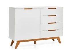 Hanko Lipasto 4 Laatikkoa + Ovi Valkoinen/tammi