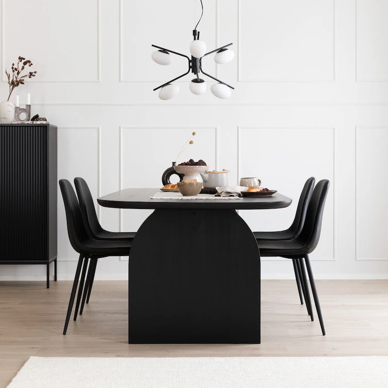 Hermanni-Stockholm 4-hengen Ruokailuryhmä Hiili/musta 2 Hermanni-Stockholm 4-hengen Ruokailuryhmä Hiili/musta - Image 2