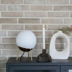 House Nordic Chelsea Pöytävalaisin Ø20 Cm Valkoinen/messinki