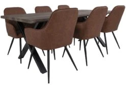 House Nordic Toulon-Harbo 6-hengen Ruokailuryhmä Ruskea/musta/harmaa