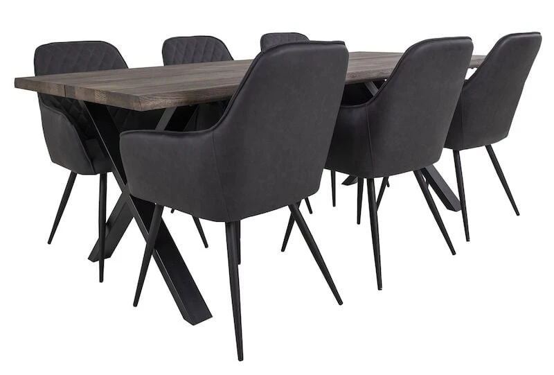 House Nordic Toulon-Harbo 6-hengen Ruokailuryhmä Ruskea/musta/harmaa 2 House Nordic Toulon-Harbo 6-hengen Ruokailuryhmä Ruskea/musta/harmaa - Image 2
