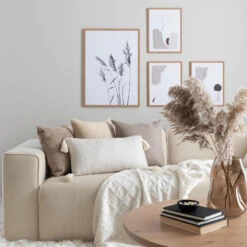 Line Koristetyyny Tupsuilla 30x60 Cm Vaalea Hiekka