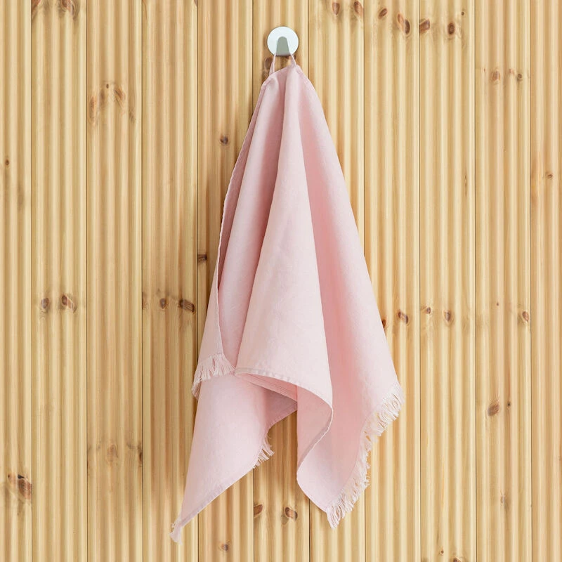 Linnea Pellava Käsipyyhe Hapsuilla 45x90 Cm Vaalea Rosa 3 Linnea Pellava Käsipyyhe Hapsuilla 45x90 Cm Vaalea Rosa - Image 3