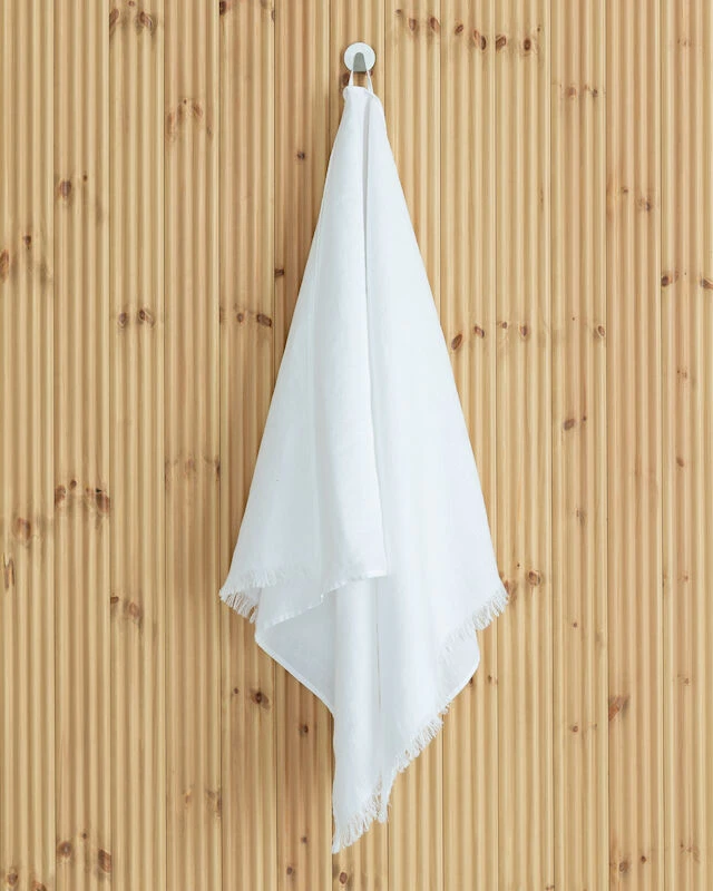 Linnea Pellava Kylpypyyhe Hapsuilla 68x140 Cm Valkoinen 2 Linnea Pellava Kylpypyyhe Hapsuilla 68x140 Cm Valkoinen - Image 2