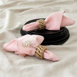 Linnea Pellava Lautasliina 2 Kpl Setti Vaalea Rosa