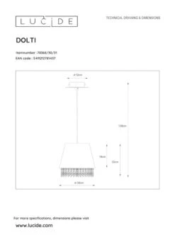 Lucide Dolti Riippuvalaisin Ø30,5 Cm Valkoinen 7 Lucide Dolti Riippuvalaisin Ø30,5 Cm Valkoinen -Yleinen Kotikauppa lucide dolti riippuvalaisin 305cm mittakuva
