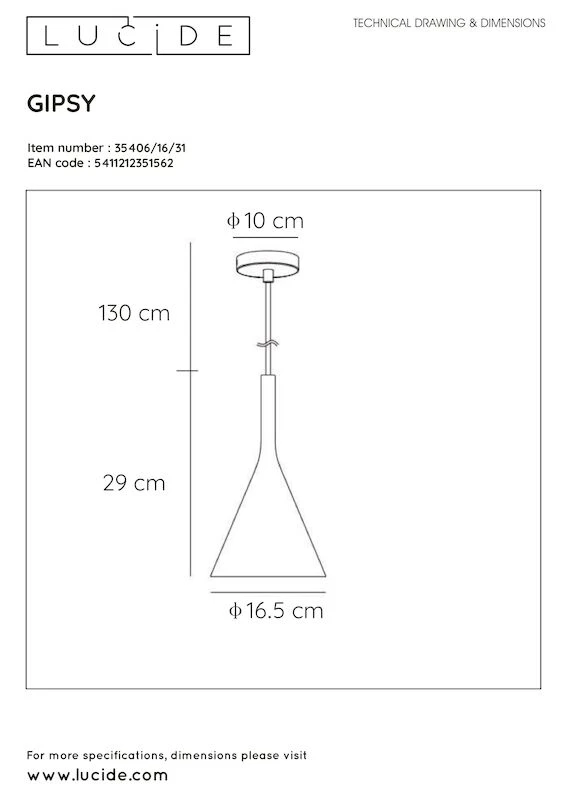Lucide Gipsy Riippuvalaisin Ø16,5 Cm Valkoinen 5 Lucide Gipsy Riippuvalaisin Ø16,5 Cm Valkoinen - Image 5