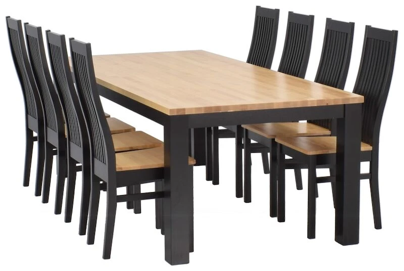 Minea Lux 8-hengen Ruokailuryhmä, Musta/koivu 5 Minea Lux 8-hengen Ruokailuryhmä, Musta/koivu - Image 5