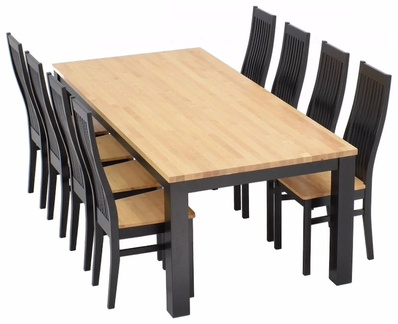 Minea Lux 8-hengen Ruokailuryhmä, Musta/koivu 2 Minea Lux 8-hengen Ruokailuryhmä, Musta/koivu - Image 2