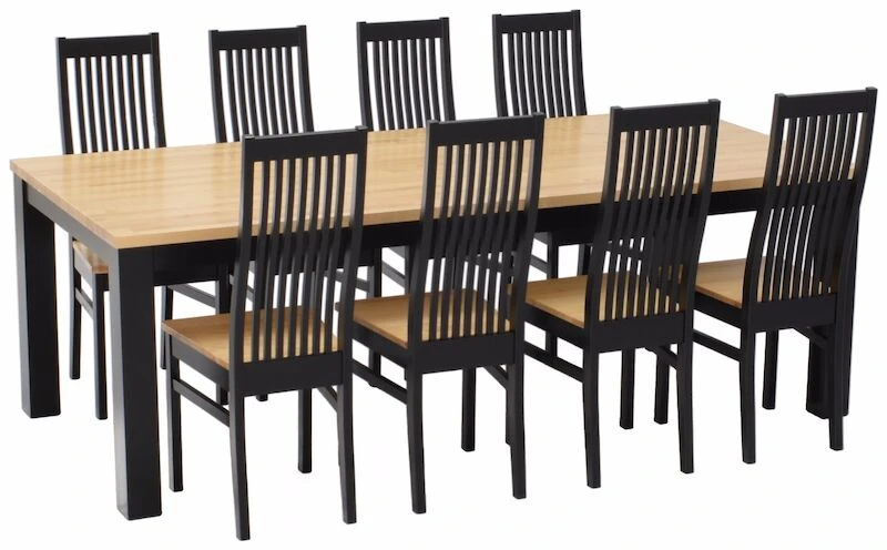 Minea Lux 8-hengen Ruokailuryhmä, Musta/koivu 3 Minea Lux 8-hengen Ruokailuryhmä, Musta/koivu - Image 3