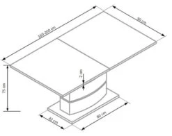 Nobel Jatkettava Ruokapöytä 160-200x90 Cm Kiiltävä Valkoinen