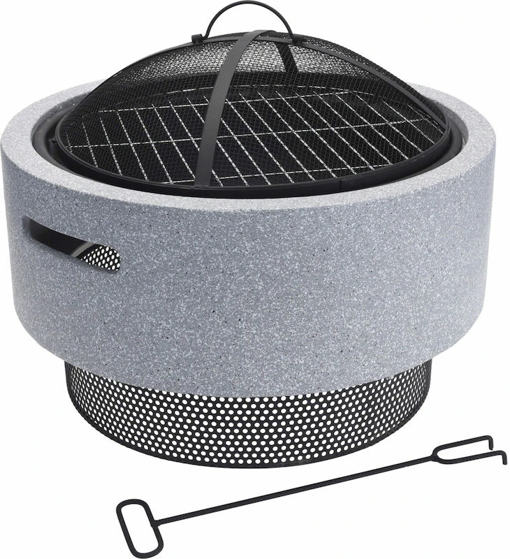 Nuotioalusta Telineellä Pyöreä Harmaa 2 Nuotioalusta Telineellä Pyöreä Harmaa - Image 2