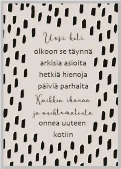 Xeraliving ONNEA UUTEEN KOTIIN Tuparikortti 10,5x14,8 Cm