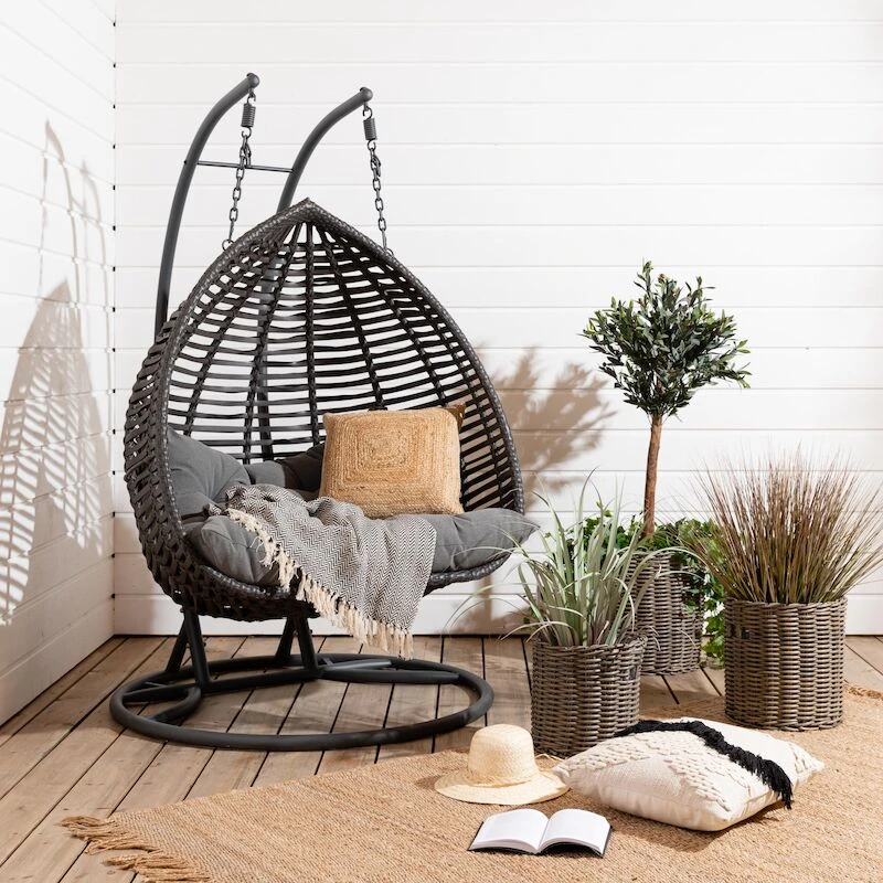 Pisara Kahden Istuttava Riippukeinu Jalustalla Harmaa Polyrottinki/teräs 5 Pisara Kahden Istuttava Riippukeinu Jalustalla Harmaa Polyrottinki/teräs - Image 5