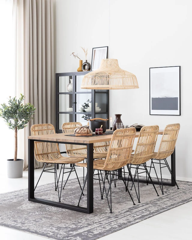 Honka-Pyry 6-hengen Ruokailuryhmä Metallijaloilla Antiikkipetsattu-luonnonväri 2 Honka-Pyry 6-hengen Ruokailuryhmä Metallijaloilla Antiikkipetsattu-luonnonväri - Image 2