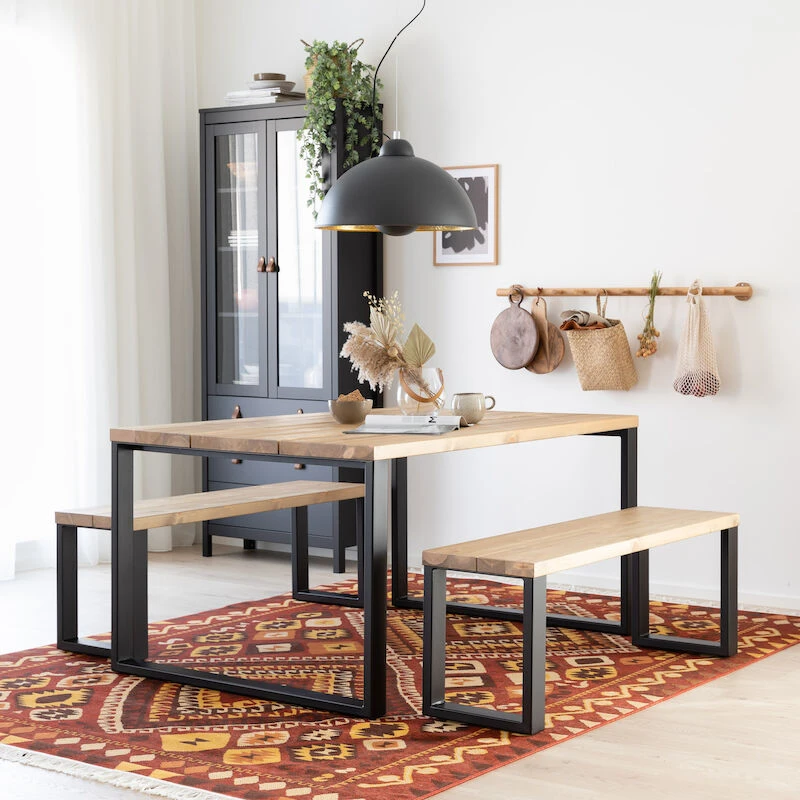 Ruska Ruokailuryhmä Penkeillä 150x100 Cm Savunharmaa/musta 5 Ruska Ruokailuryhmä Penkeillä 150x100 Cm Savunharmaa/musta - Image 5