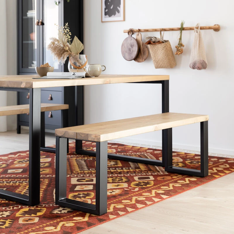 Ruska Penkki 35x126 Cm Harjattu Ja Lakattu Mänty Savunharmaa/musta Metalli 6 Ruska Penkki 35x126 Cm Harjattu Ja Lakattu Mänty Savunharmaa/musta Metalli - Image 6