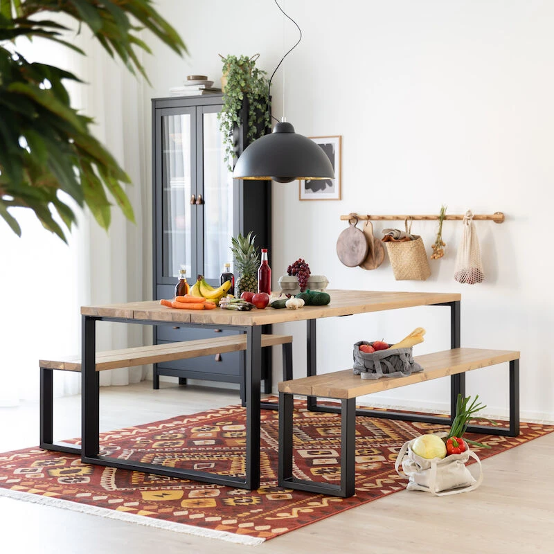 Ruska Penkki 35x176 Cm Antiikkipetsattu Harjattu Ja Lakattu Mänty/musta Met 6 Ruska Penkki 35x176 Cm Antiikkipetsattu Harjattu Ja Lakattu Mänty/musta Met - Image 6