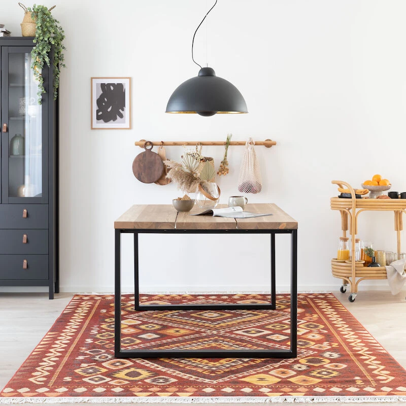 Ruska Ruokapöytä 150x100 Cm Antiikkipetsattu Harjattu Ja Lakattu Mänty/musta Met 1 Ruska Ruokapöytä 150x100 Cm Antiikkipetsattu Harjattu Ja Lakattu Mänty/musta Met