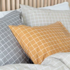 Ruutu Lasten Pussilakanasetti 120x160 Cm + 40x60 Cm Hiekka/valkoinen -Yleinen Kotikauppa ruutu pussilakanasetti 150x210cm201